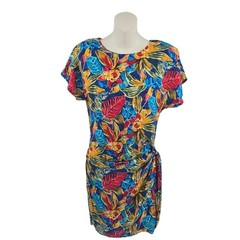 Joni Blair Mini Dress 7 Tropical Floral Vintage Resort Colorful Vacation Artsy