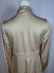 Vintage 1950s 1960s Housecoat Handmade Peachy Pink w/ Metallic Polka Dots Lined