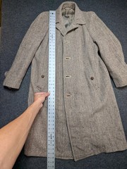 Vtg 1950s John Wanamaker Coat 100% Wool Harris Tweed Handwoven Scotland Brown XL
