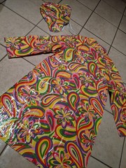 Vintage 1960’s 1970’s MOD Style Vinyl Shiny Psychedelic Rain Coat Jacket Hat MCM
