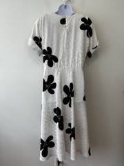 Vintage Lady Carol Of New York Dress Black White Flower 80s 70s Polyester