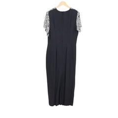 Brioche California Vintage Gingham Floral Maxi Dress Black White Size 13/14 USA