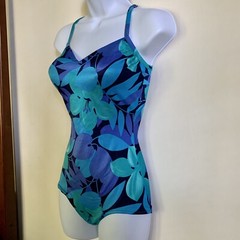 Vintage ROXANNE Floral Bathing Suit One Piece Swimsuit 12/34 B