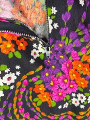 Vintage Barkcloth Floral Skirt Metal Zipper Unbranded Colorful 22″ Waist