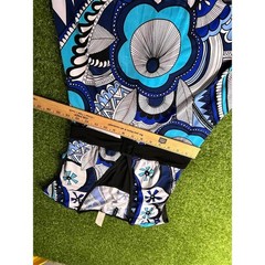 ND New Directions Womens Medium Y2K Tunic Top Waist Tie Blue Black White Retro