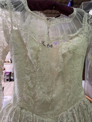 Vtg 1950’s Maurer Ivory Full Lace Wedding Dress-Bust 30/2XS