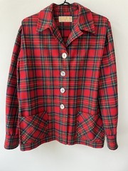 VTG 60s PENDLETON Jacket Shirt Shacket Women L 16 Wool 49er Red Tartan Plaid