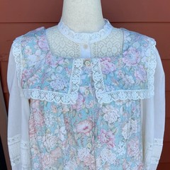 Willow Creek Vintage 2 Pc Prairie Dress Set M Blue Pink Floral Lace Cottagecore