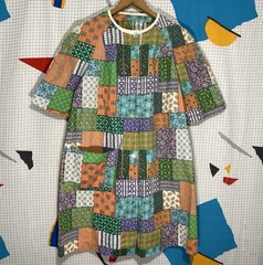Vintage 40s 50s Paisley Dress Patchwork Print Chore Day House Button Front