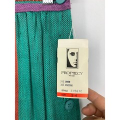 VTG 80s Prophecy Midi Skirt Womens XS Multicolor Purple Green Red Linen Blend