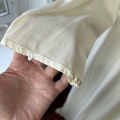 Vintage Shadow Line Nightgown Satin Trim Ivory Long Sleeve Embroidered Size Med