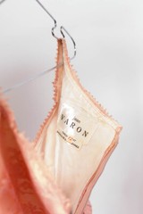 JEAN VARON pink column lace silk prom maxi dress VTG Size 12 Empire line 1960’s