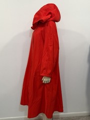 Vtg MycraPac Now Reversible Long Hooded Cape Red/Orange Sz S/M Raincoat Wind