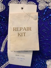 Patra Vintage 90s Royal Blue Silk Bead Dress Floral Vine Size 12 NOS Hand Made