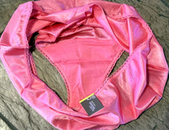 SECRET TREASURES 10/3XL BRIGHT PINK Silky Hi Shine SATIN Brief Panty NWT Vintage