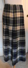 Vintage Green Blue Tartan Plaid Wool Long Kilt Skirt Madison Size 14 W30