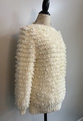 Vintage Clovis Ruffin 80s cream loop knit fringe Shaggy sweater Large