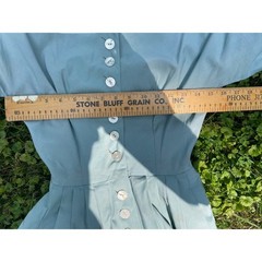 Vintage 50s Seafoam Blue Portrait Collar Dress Pussy Bow Tulle Crinoline Fair