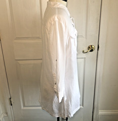 Vtg Y2K 100% linen tunic L utility camp shirt Peasant boho romantic poet coastal