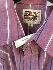 Vintage ELY Cattleman Sleeveless Western Shirt Pink Striped Snap Front Size 15