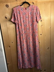 VTG Jane Schaffhausen Belle France Size 10 Floral Cottage Dress Red/Orange