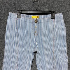 Gasoline Vintage Blue White Striped Flare Bell Bottom Jeans Size 9 Y2K Bratz 90s
