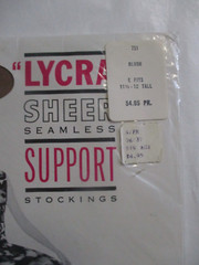 1PR VINTAGE UNBRANDED RHT SUPPORT SHEER NYLON STOCKINGS SZ 11 1/2-12 TALL BEIGE