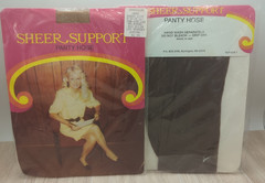 Burlington Sheer Support Vintage Pantyhose Queen Tan/Brown USA Made