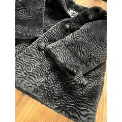 Vintage Borre Sportowne Black Faux Fur Swirl Pattern Coat Mid Length Jacket