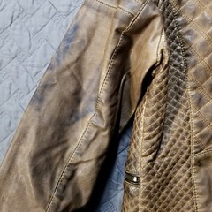 Vintage JOUJOU Polyurethane Textured Kacket Womens Size L Brown Full Zip