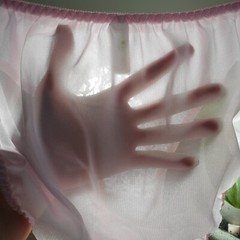 Vintage Silky Nylon Panties Pink Lace Bikini High Leg Brief Size 7-8 Hip 38-42″