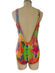 Vintage 1980s 1990s Tropical Floral One Piece Swimsuit Pacific Connections 15/16