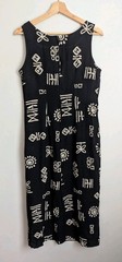90s Rayon Blend Sleeveless Maxi Dress S Black White Eclectic Artsy Boho Tank Y2K