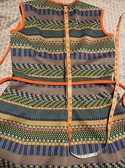 Vintage Kay Windsor Blue Red Polyester Geometric Check Stripe Sleeveless Dress