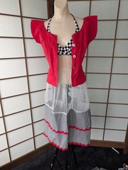 Vtg Best & Company 5th Ave Red Cotton 1930s/40s Top Blouse Pin-up Sz XS/S LOOK