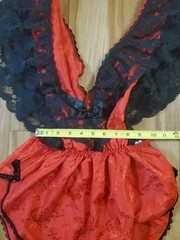 Vintage Henson Kickernick 80s Teddy Lingerie Sexy Red Black Lace Size Large USA