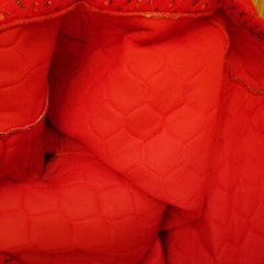 Vintage Red Calico Flannel Long Granny Prairie Quilted Robe Lounge Maxi M/42