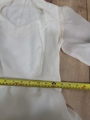 VTG’70s JCPENNEY Off White Organza/Prairie Pioneer Wedding Dress/Long Sleeve