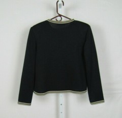 VTG 1960s 70s JAMES KENROB BY DALTON BLACK KNIT SWEATER BLACK TAN TRIM