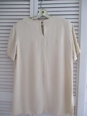 VINTAGE PATRICK COLLECTION BLOUSE TOP SHORT SLEEVE 100% SILK IVORY L NWOT