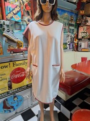 VTG Mid-century 1960s 1970s UNION LABEL Sleeveless Polyester Dress Slits 1X 2X