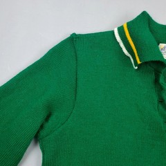 Vintage 1950s Varsity Cheer Sweater Womens USA Made Kelly Green Virgin Wool 60s