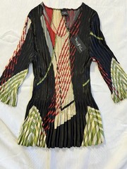 Deadstock Magic Scarf Pleated Top NWT One Size M–2X Retro Y2K Abstract Geo Print