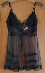 NWOT Vintage Victoria’s Secret Black Sheer Teddy & Thong Panties Set Size Small