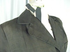 HATTIE CARNEGIE BLUE NOOM Vtg 50s Black Silk Blend Coat & Scarf-Bust 41/M