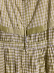 Vtg 1950s Tina Leser Gingham Dress Pleated Mid Century Designer Cotton Bow S M
