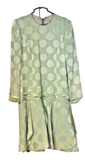 Vintage Original Sample CH by Carolina Herrera Mint Green Dot Drop Waist Dress S