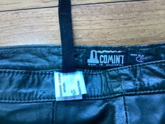 Vintage 90s Comint Very Deep Green Leather Side Zip Miniskirt Sz 7/8