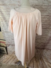 Vintage Lingerie Nightgown Slip Robe Peignoir Set Shadow Line Lace Peach Pink S