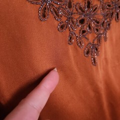 Beaded Bronze 1940s Dress Ladies S Satin Pinup Landgirl WW2 50s MCM Prom Vintage